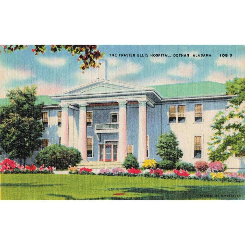 Vtg Frasier Ellis Hospital Dothan Alabama AL Linen Postcard 108-D - Picture 1 of 2